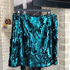 Emerald sequin mini skirt L